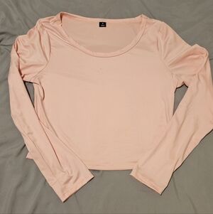 Women's Shein Pink Long Sleeve Crop Top